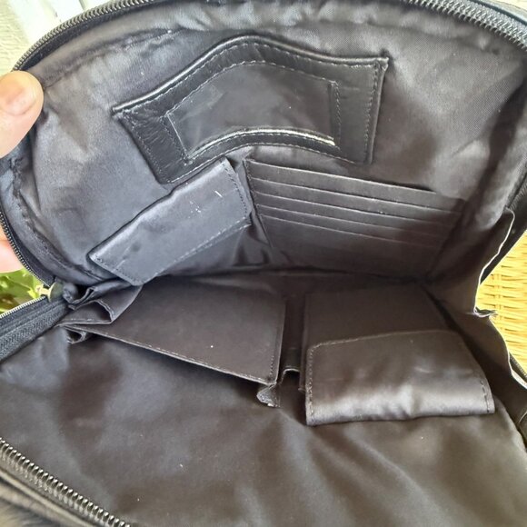 Clava Black Leather Backpack Medium Adjustable Straps Front Zip Pocket Durable D - Picture 11 of 11